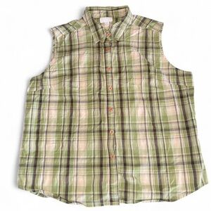 Charter Club Olive and Brown Plaid Shirt